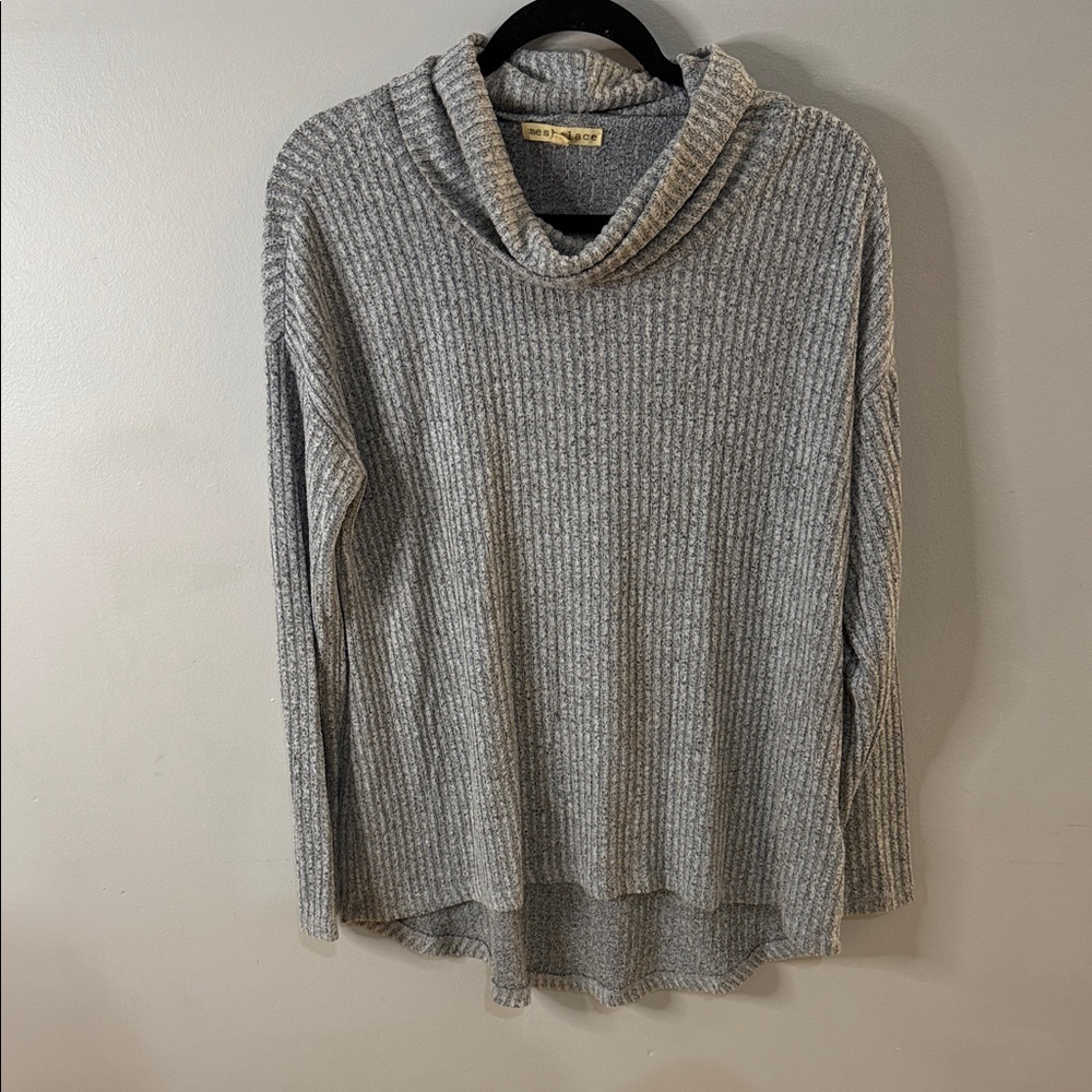 Cozy Gray Cowl Neck Sweater